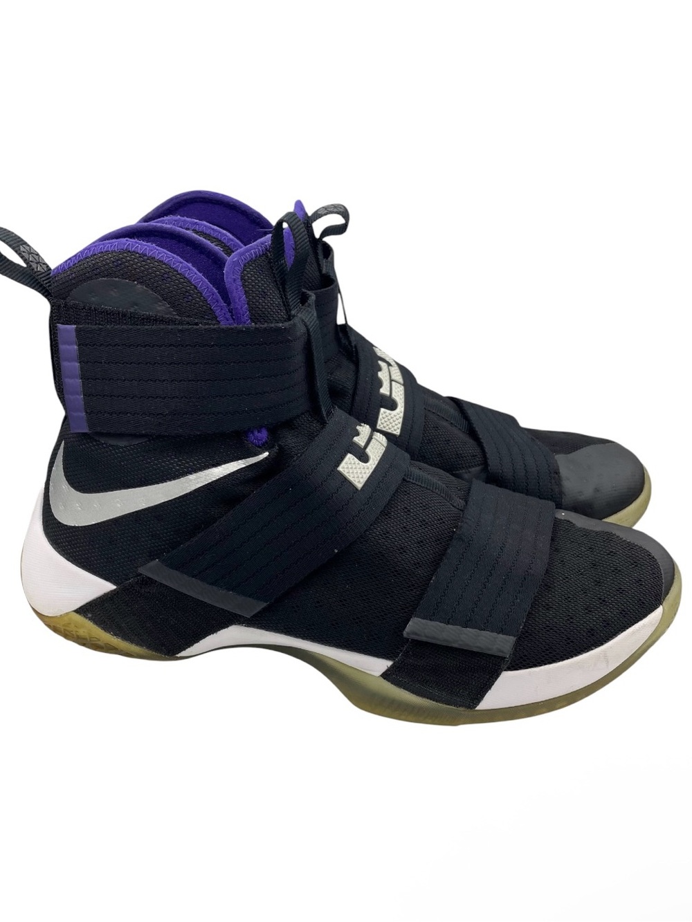 Nike LeBron Soldier 10 hightop mens sneakers Size 13 black/purple
